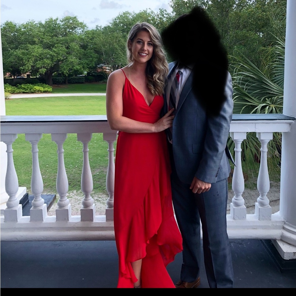 Red wrap dress